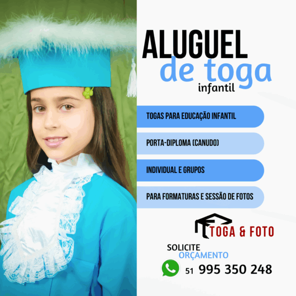 aluguel de toga infantil